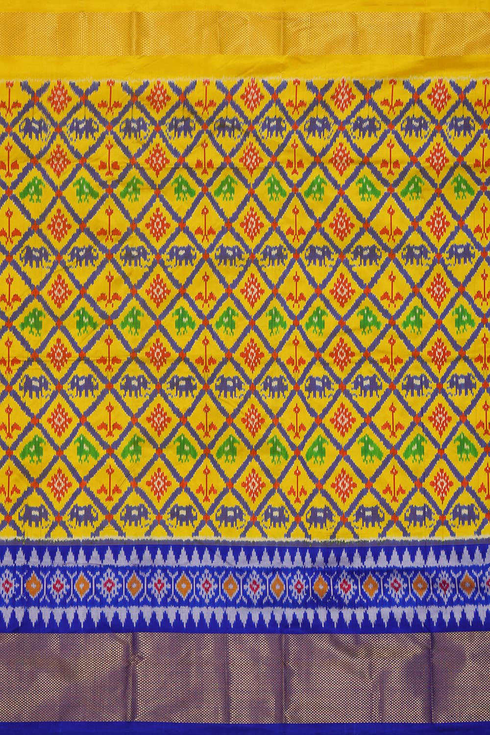 Ikat Yellow Pavada Unstitched Set