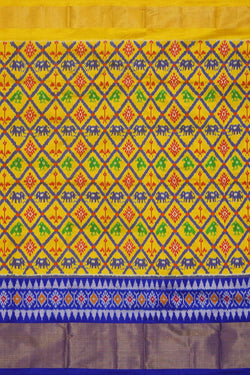 Image of Ikat Yellow Pavada Unstitched Set