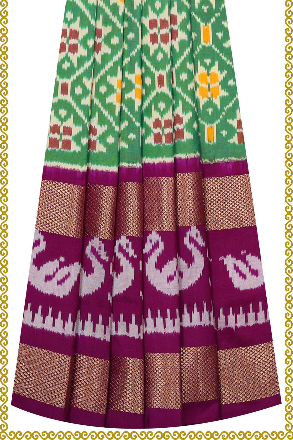 Ikat Green Pavada Unstitched Set