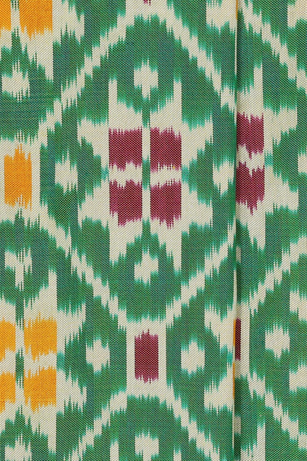 Ikat Green Pavada Unstitched Set