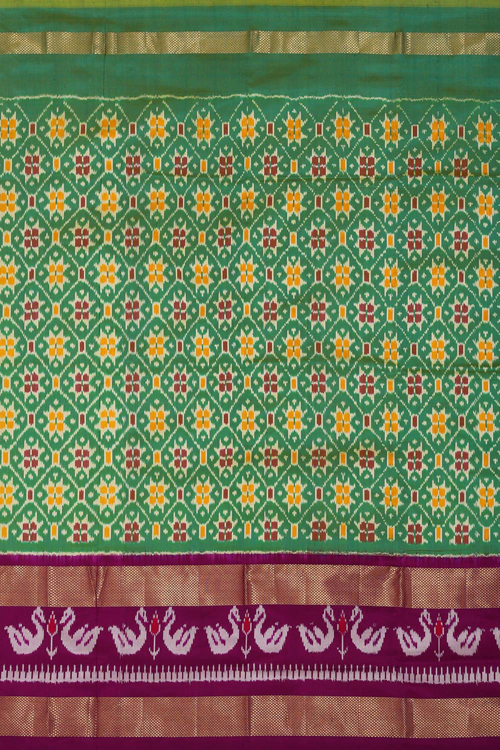 Ikat Green Pavada Unstitched Set