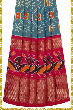 Image of Ikat Blue Pavada Unstitched Set