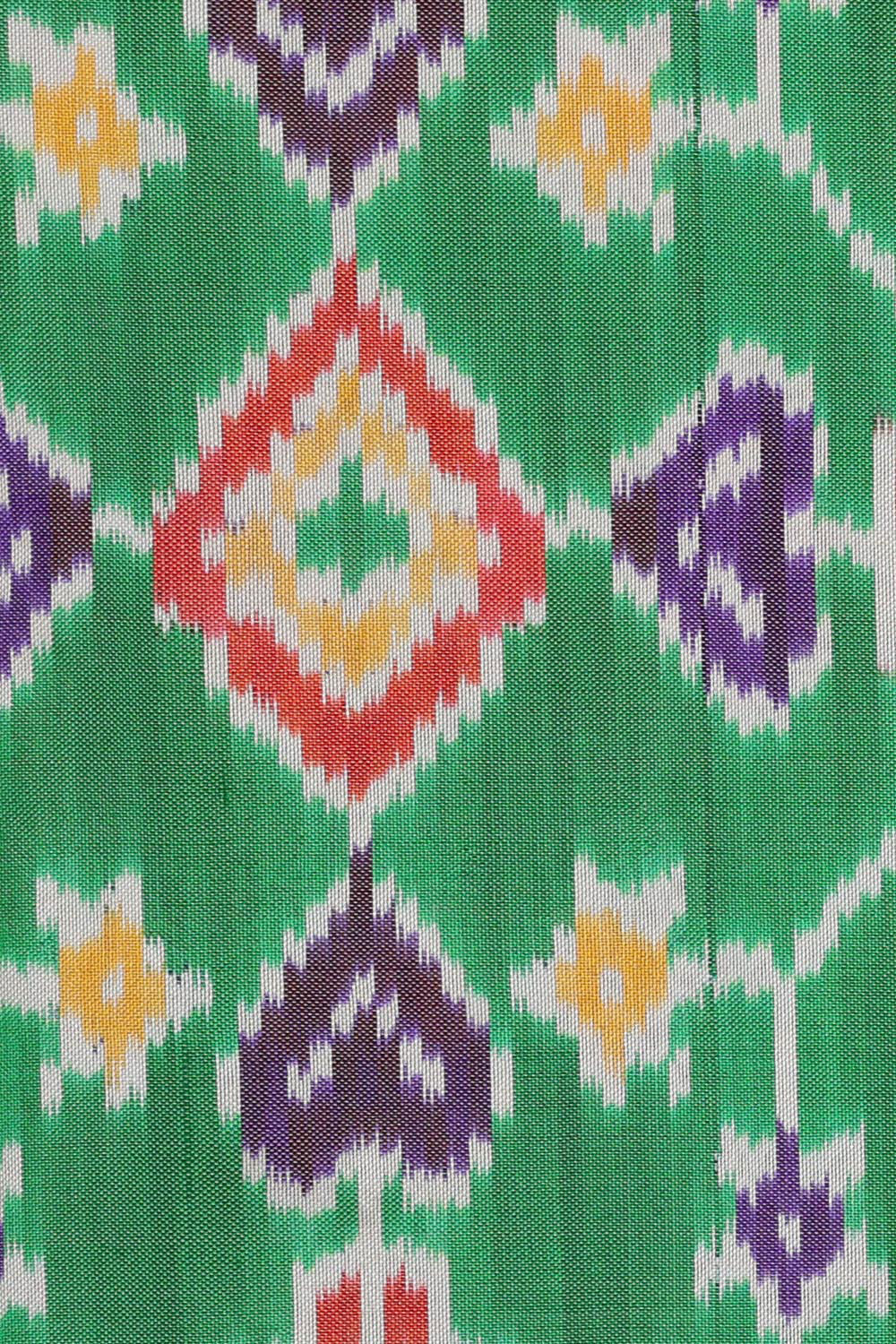 Ikat Green Pavada Unstitched Set