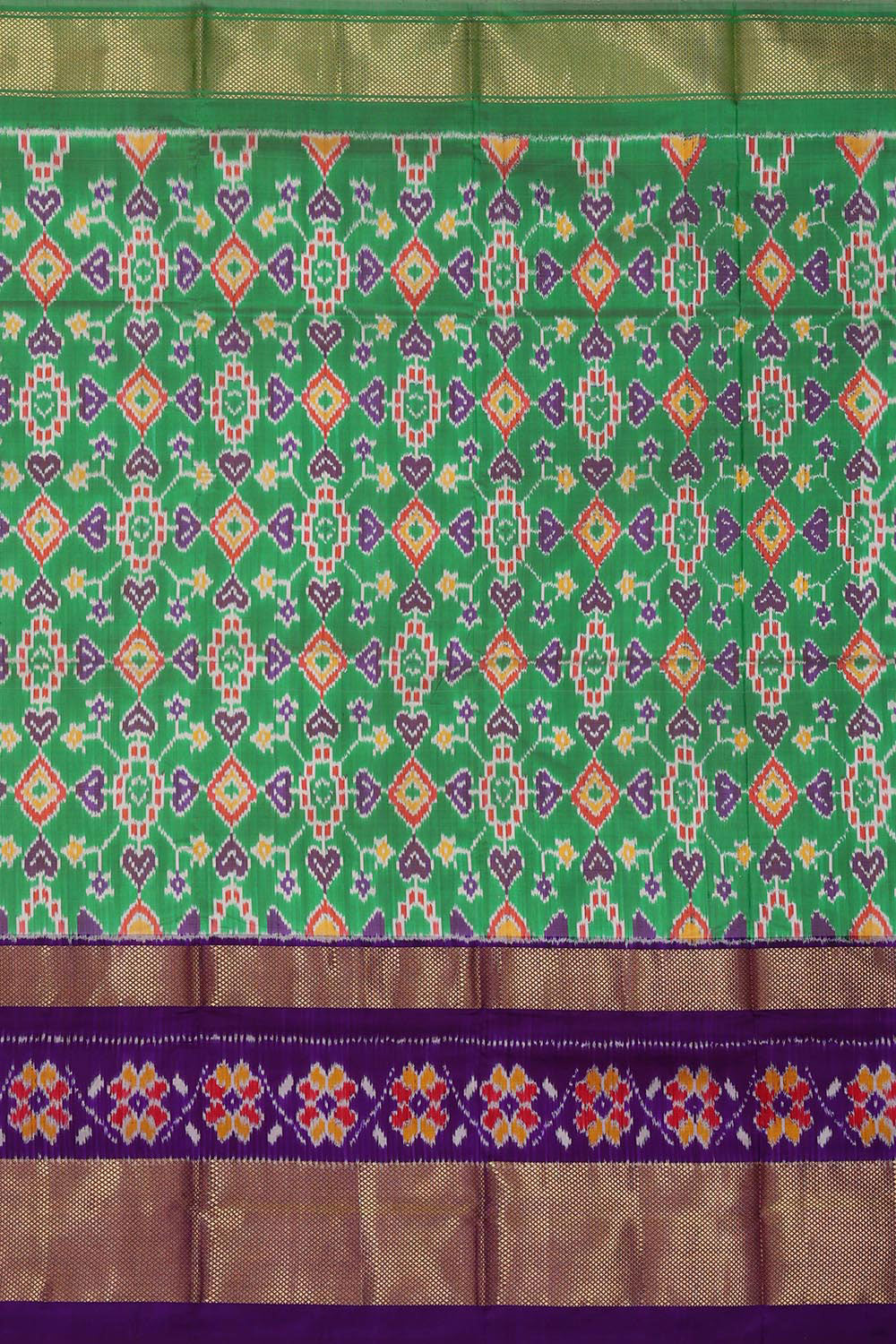 Ikat Green Pavada Unstitched Set