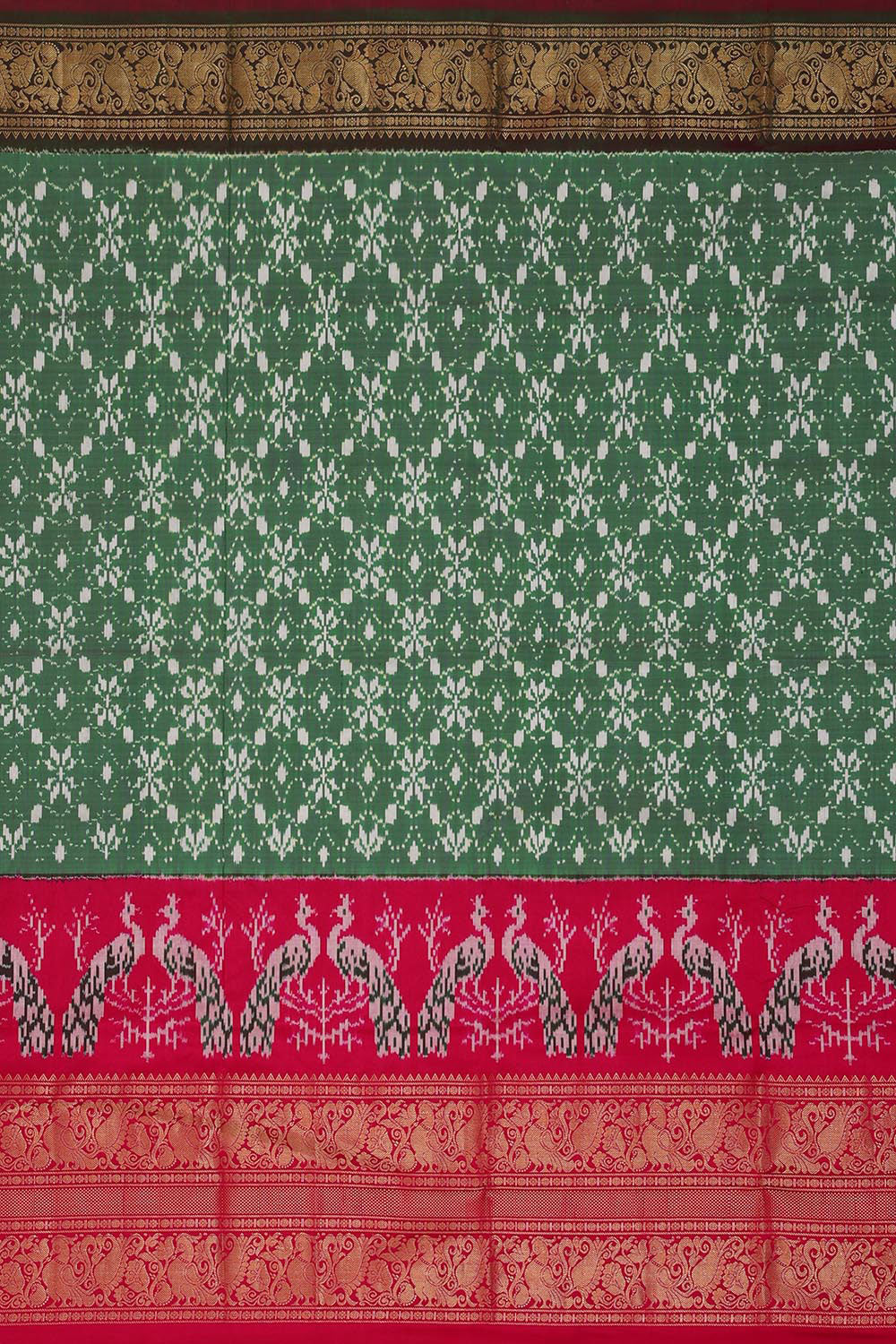 Ikat Green Pavada Unstitched Set