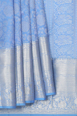 Image of Kanchipattu Misty Blue Brocade Saree