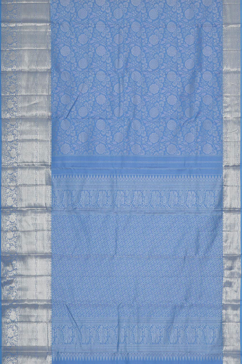 Kanchipattu Misty Blue Brocade Saree