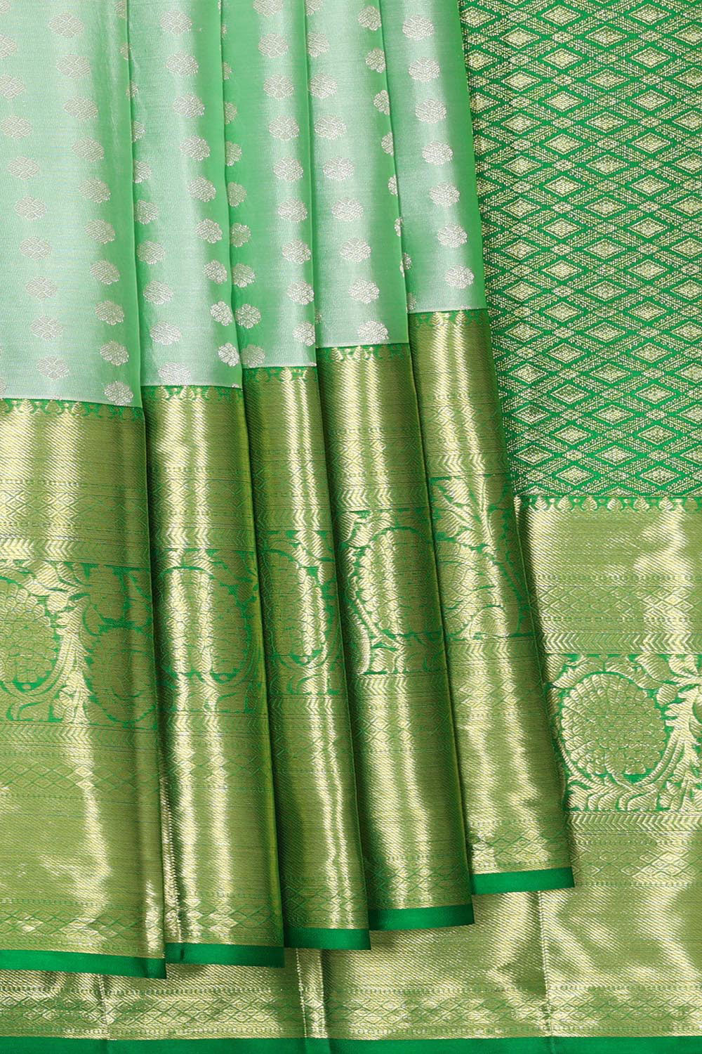 Kanchipattu Mint Green Brocade Saree