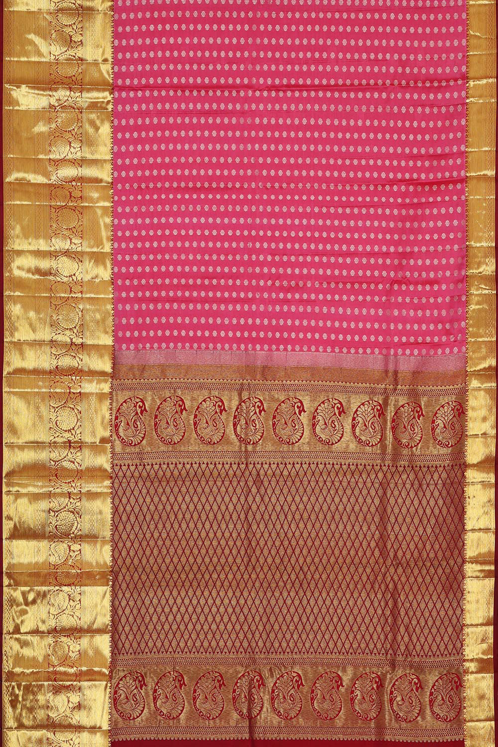 Kanchipattu Rose Pink Brocade Saree