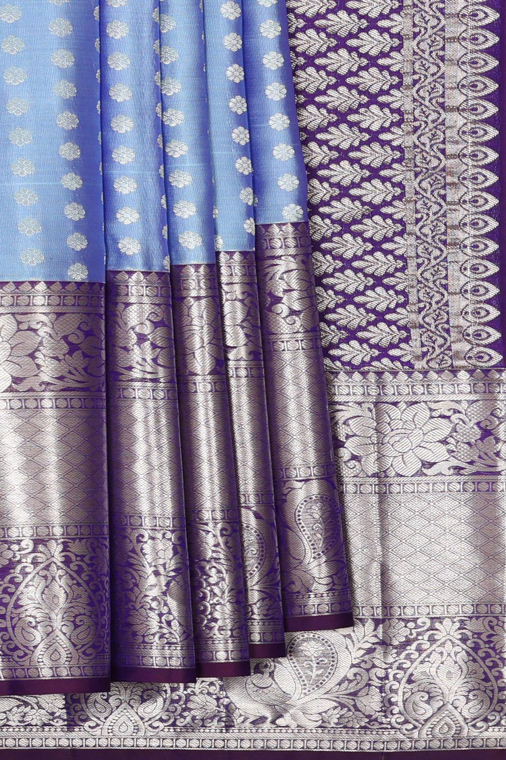 Kanchipattu Dewy Blue Brocade Saree