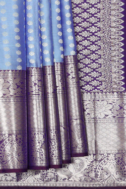 Image of Kanchipattu Dewy Blue Brocade Saree