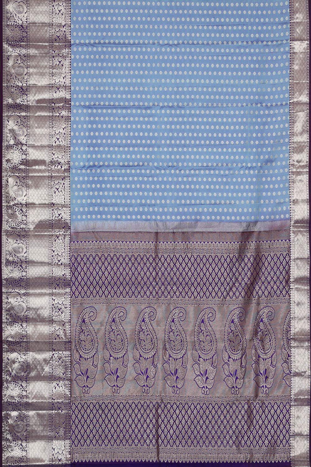 Kanchipattu Dewy Blue Brocade Saree