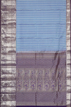 Image of Kanchipattu Dewy Blue Brocade Saree