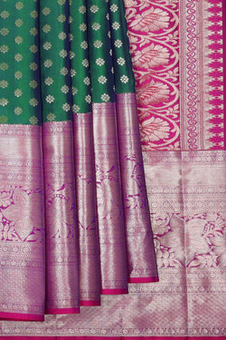 Image of Kanchipattu Dark Green Brocade Saree