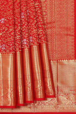 Image of Kanchipattu Red Brocade Saree