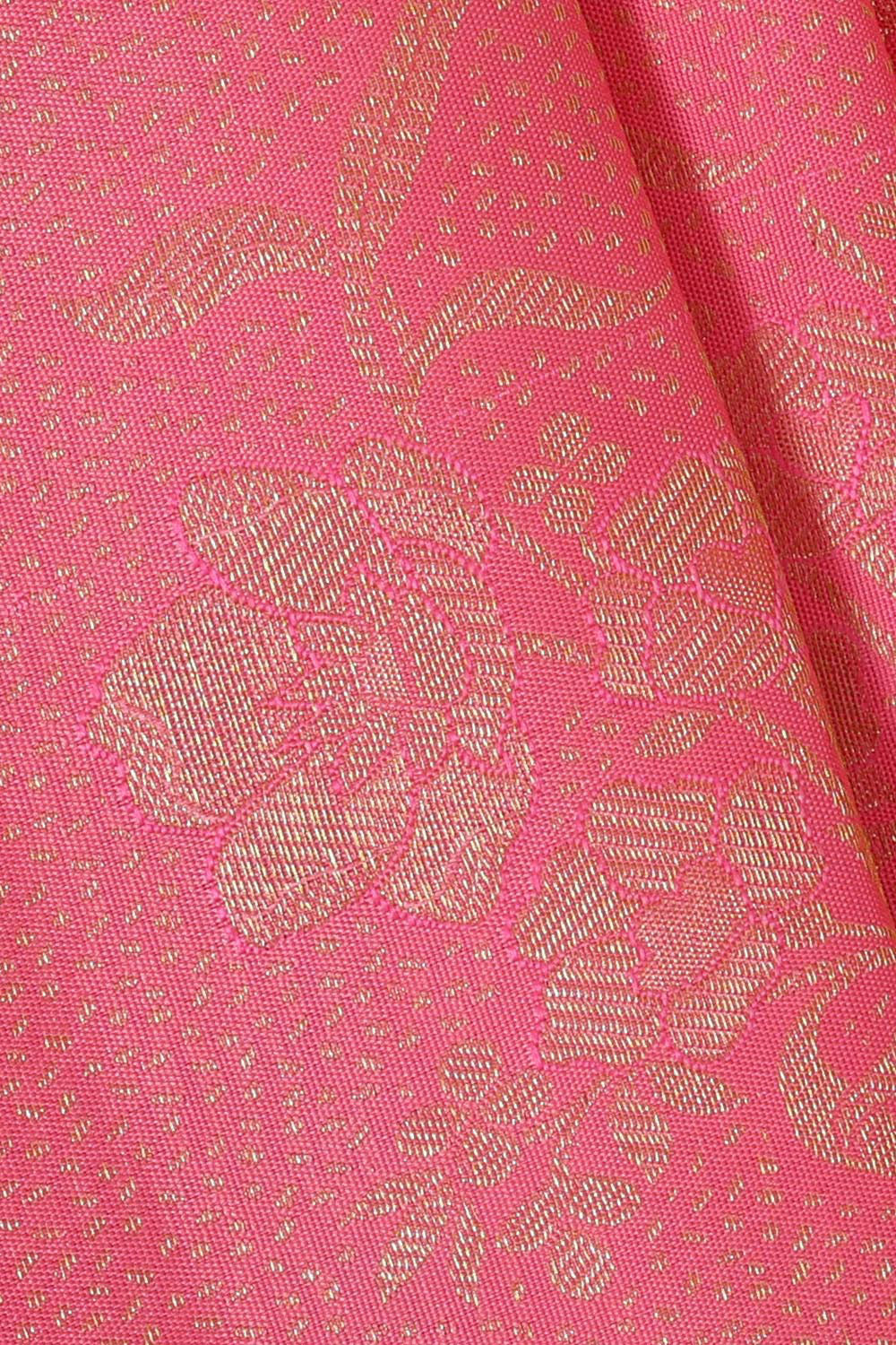 Kanchipattu Peach Pink Brocade Saree