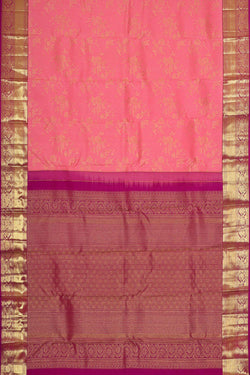 Image of Kanchipattu Peach Pink Brocade Saree