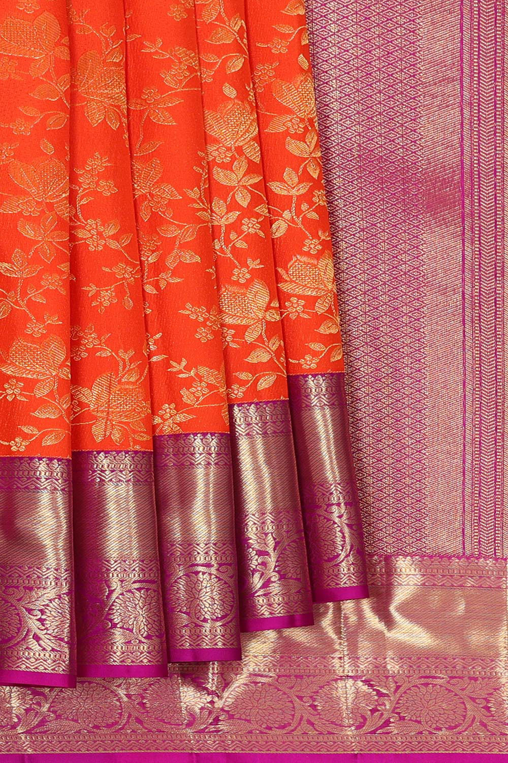 Kanchipattu Orange Brocade Saree