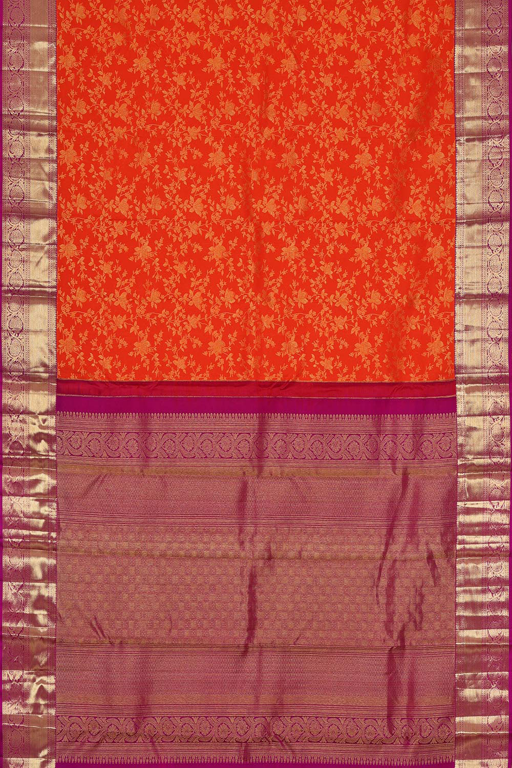 Kanchipattu Orange Brocade Saree