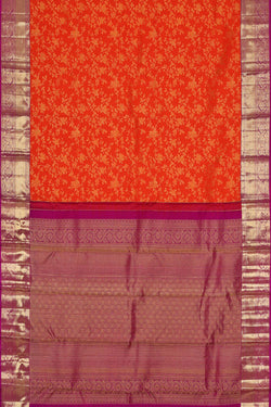 Image of Kanchipattu Orange Brocade Saree