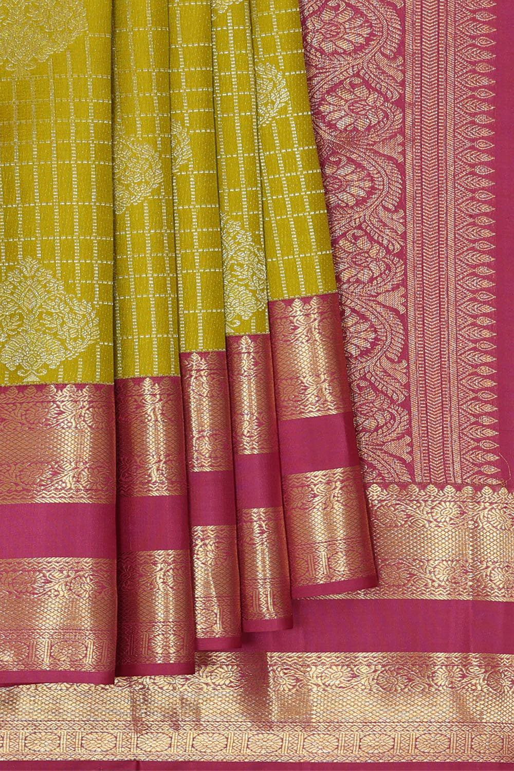 Kanchipattu Parrot Green Brocade Saree