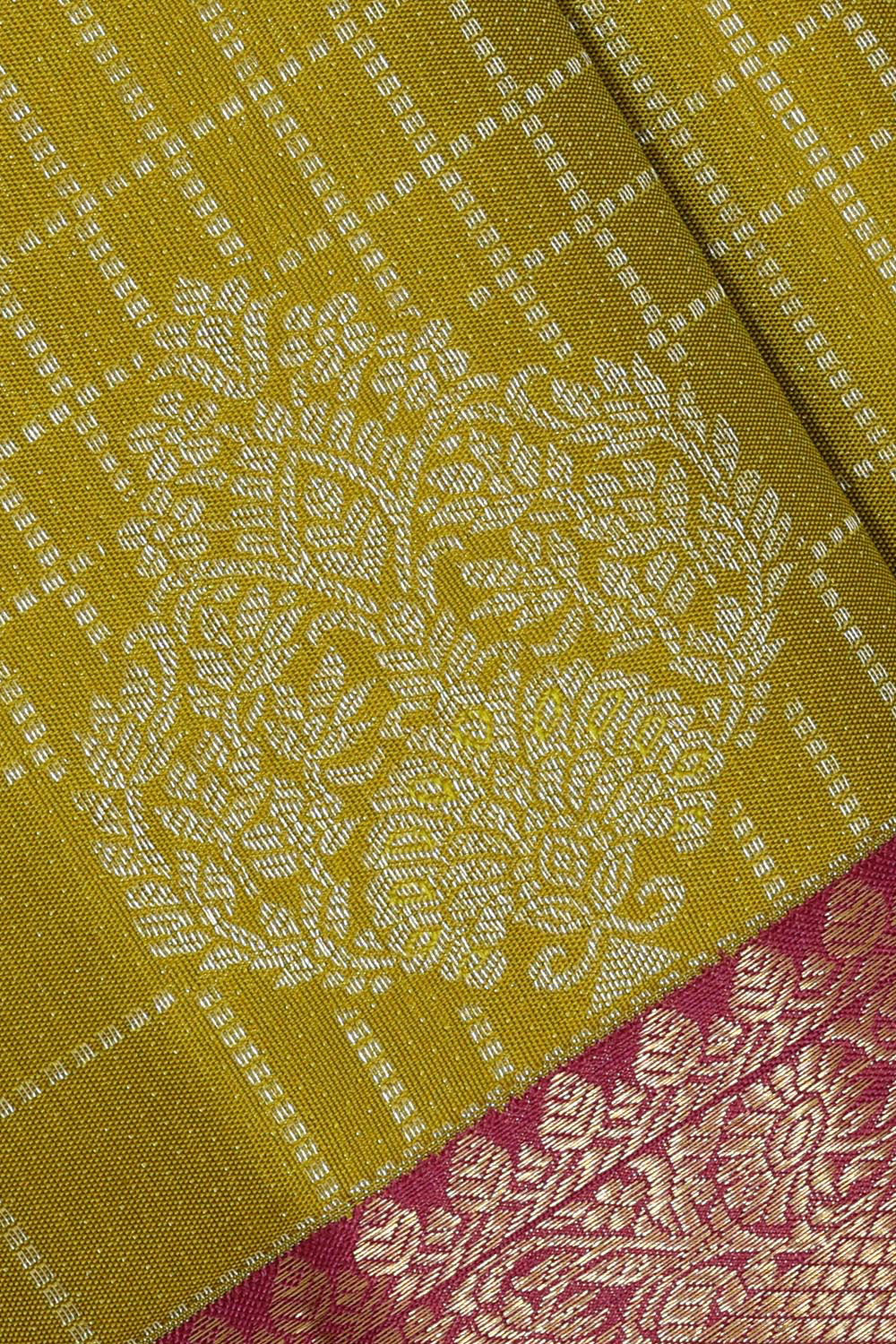 Kanchipattu Parrot Green Brocade Saree