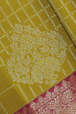 Image of Kanchipattu Parrot Green Brocade Saree