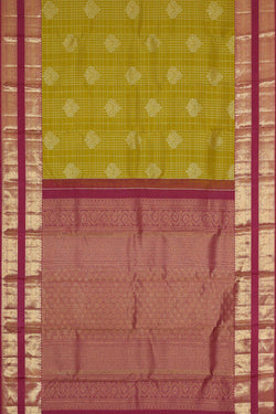 Image of Kanchipattu Parrot Green Brocade Saree