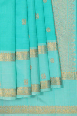 Image of Kanchipattu Aqua Blue Brocade Saree