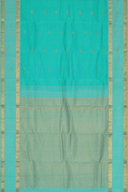 Image of Kanchipattu Aqua Blue Brocade Saree