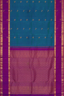 Image of Kanchipattu Teal Blue Brocade Saree