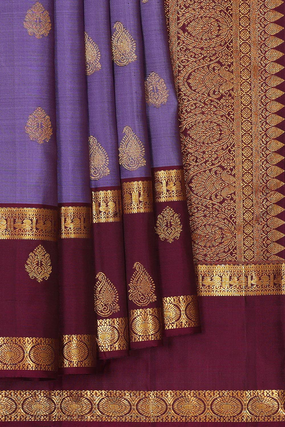 Kanchipattu Dark Lavender Brocade Saree