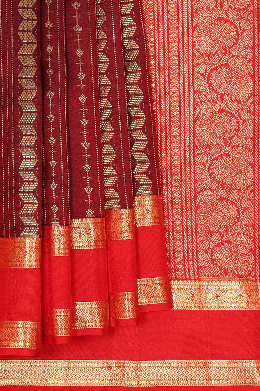 Kanchipattu Maroon Brocade Saree