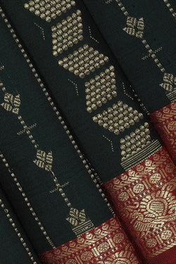 Image of Kanchipattu Bottle Green Brocade Saree