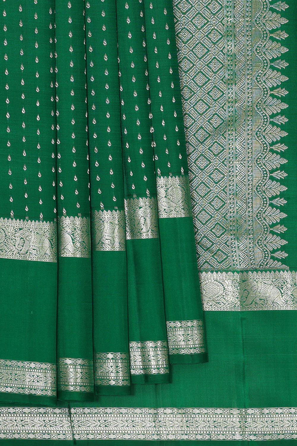 Kanchipattu Dark Green Brocade Saree