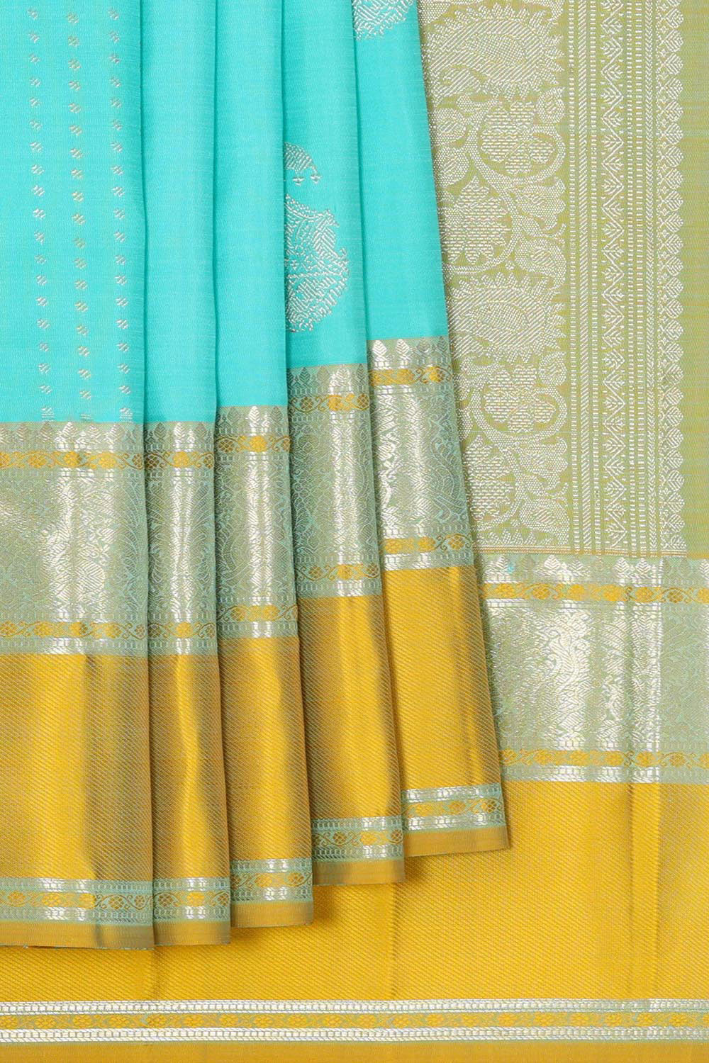 Kanchipattu Aqua Blue Brocade Saree