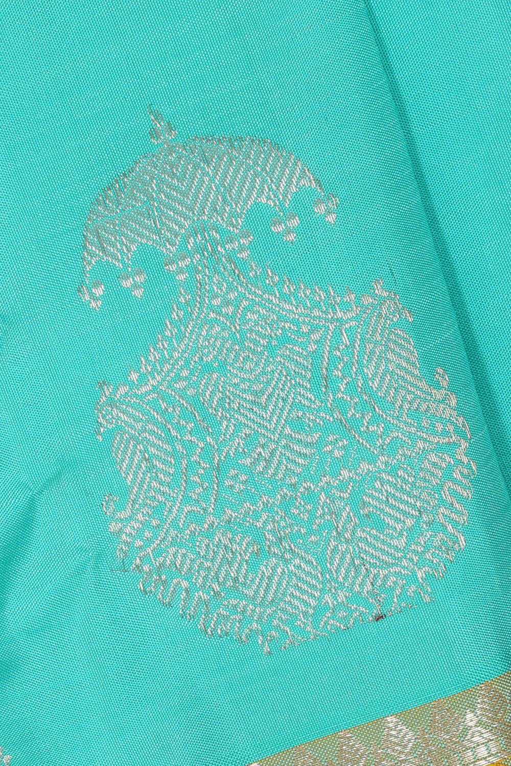 Kanchipattu Aqua Blue Brocade Saree