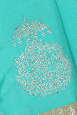 Image of Kanchipattu Aqua Blue Brocade Saree