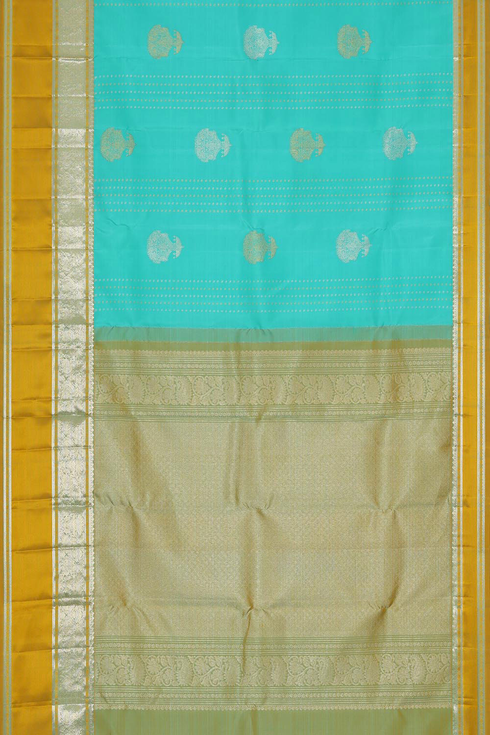 Kanchipattu Aqua Blue Brocade Saree