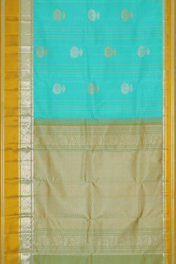 Image of Kanchipattu Aqua Blue Brocade Saree