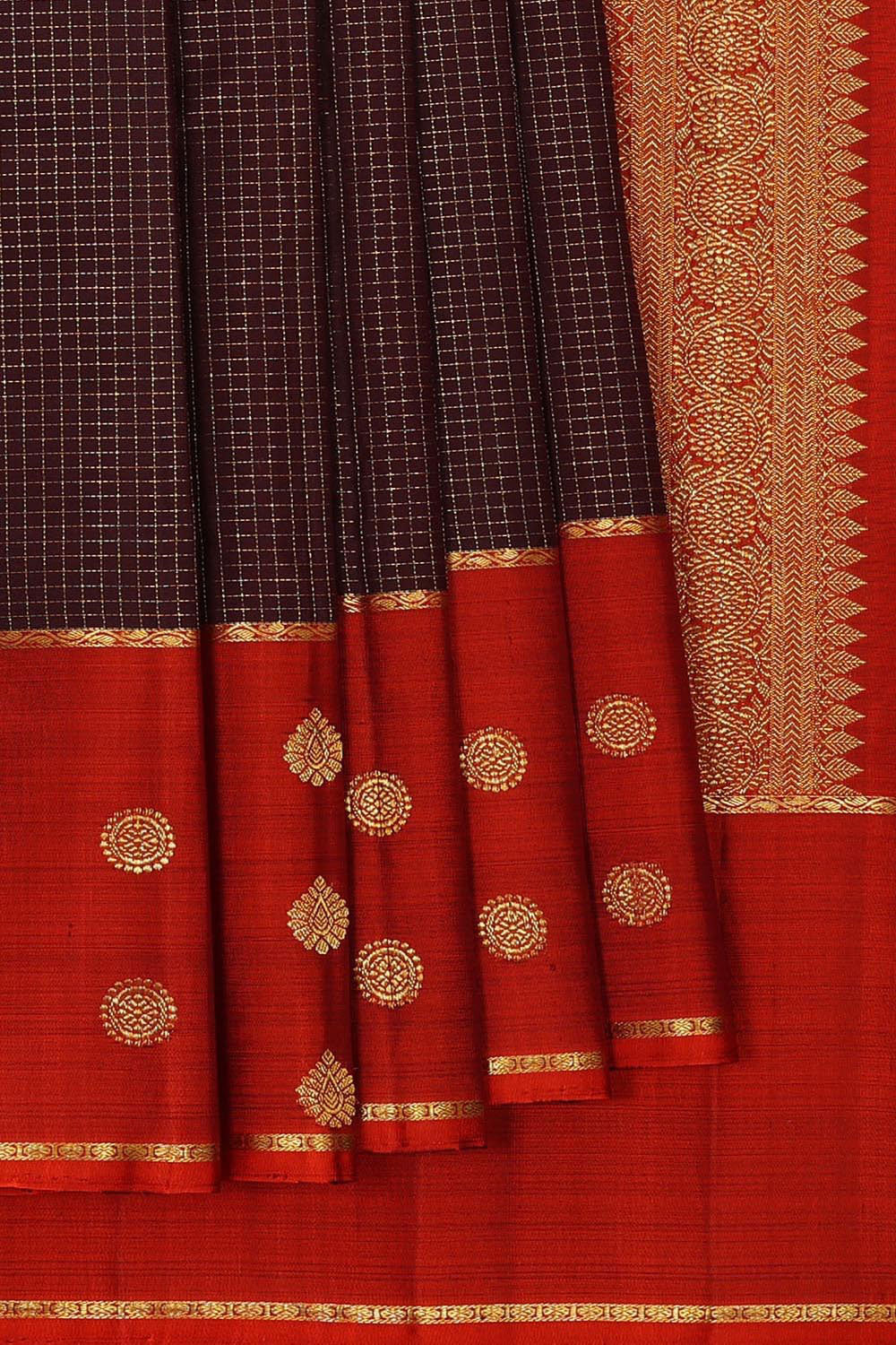 Kanchipattu Maroon Brocade Saree