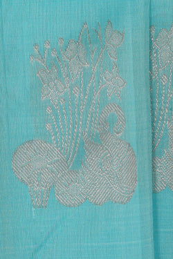 Image of Kanchi Kora Light Blue Brocade Saree