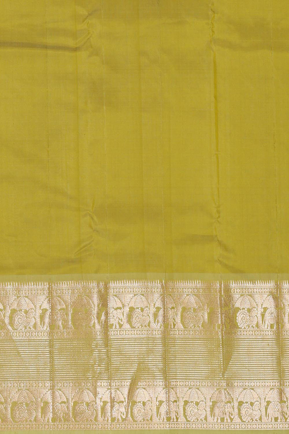 Kanchi Kora Golden Green Brocade Saree