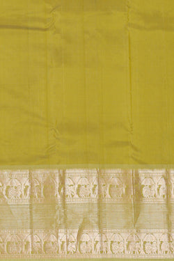 Image of Kanchi Kora Golden Green Brocade Saree