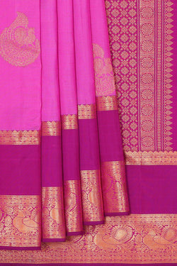 Image of Kanchipattu Pink Brocade Saree