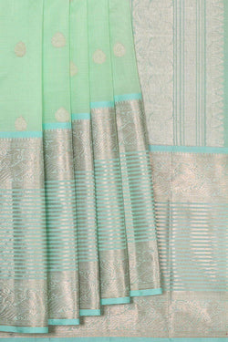 Image of Kanchi Kora Light Mint Green Brocade Saree