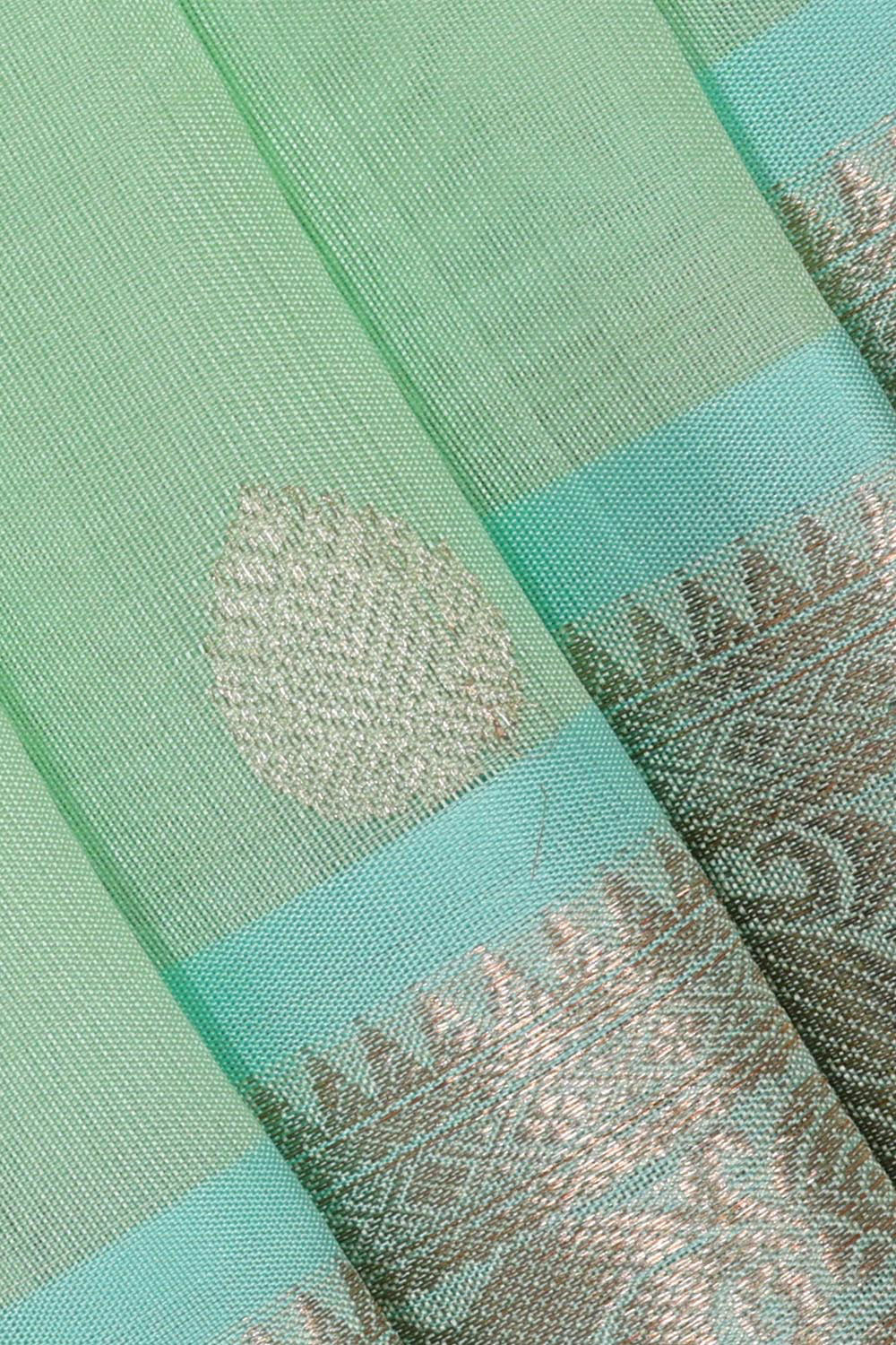 Kanchi Kora Light Mint Green Brocade Saree