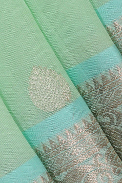 Image of Kanchi Kora Light Mint Green Brocade Saree