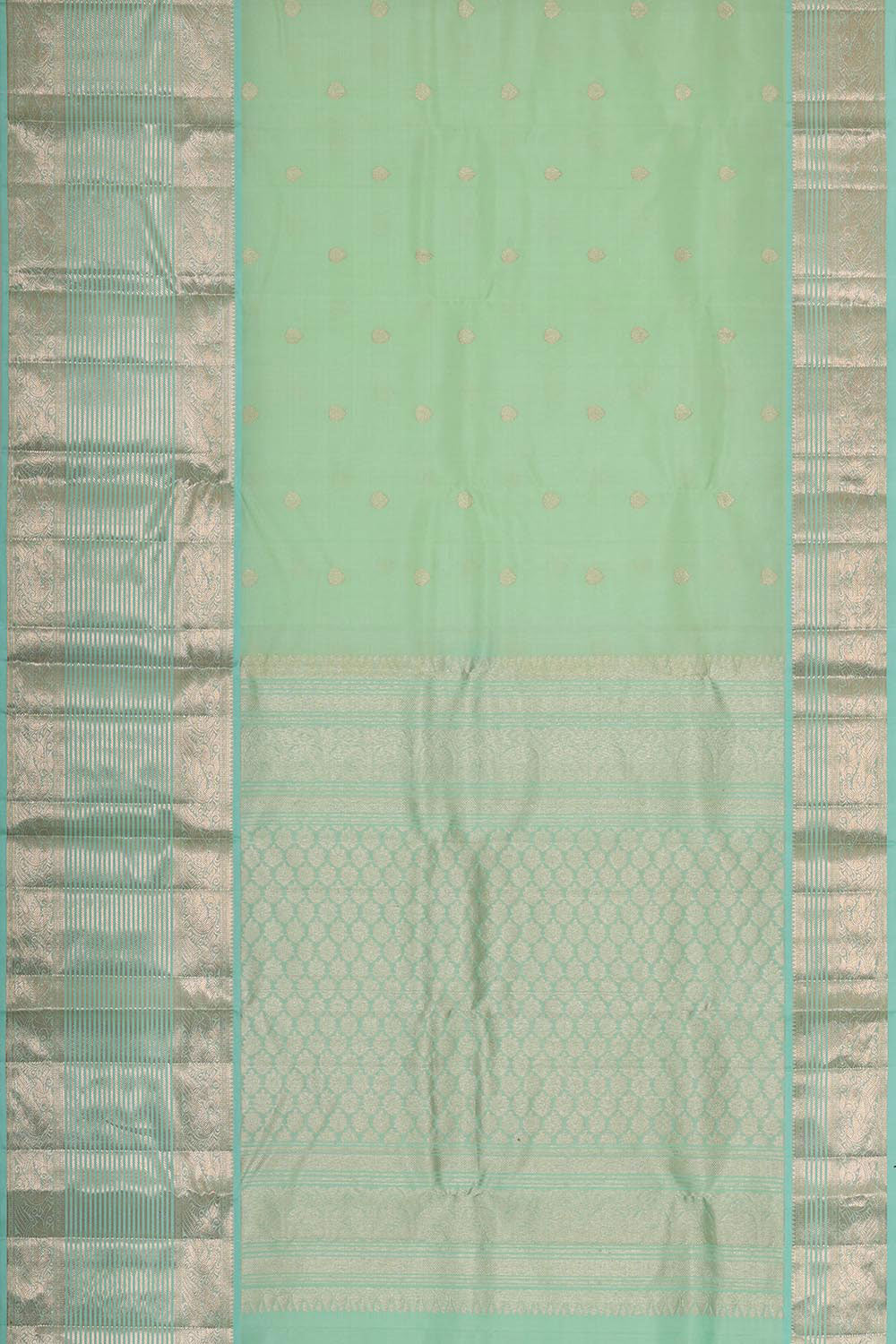 Kanchi Kora Light Mint Green Brocade Saree