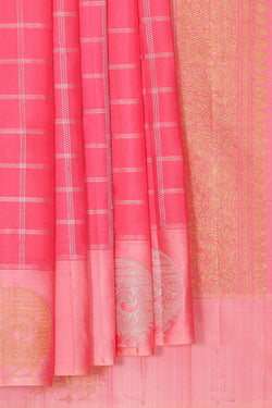 Image of Kanchipattu Peach Pink Brocade Saree